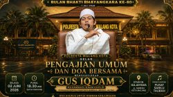 Sambut Bulan Bhakti Bhayangkara ke-80, Polresta Malang Kota Hadirkan Gus Iqdam Doa Bersama dan Pengajian Umum