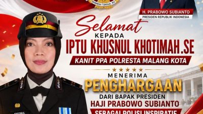Kanit PPA Polresta Malang Kota Mendapat Penghargaan Polisi Inspiratif dari Presiden RI di Hari Bhayangkara ke-80